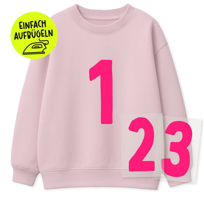 *BIRTHDAY-EDITION* Flock-Patch - Geburtstagszahlen -neonpink- *iron-on* - Paul &amp; Clara