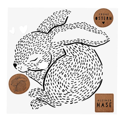 Bügelbild - Boho Hase - 210 x 210 mm - Paul &amp; Clara