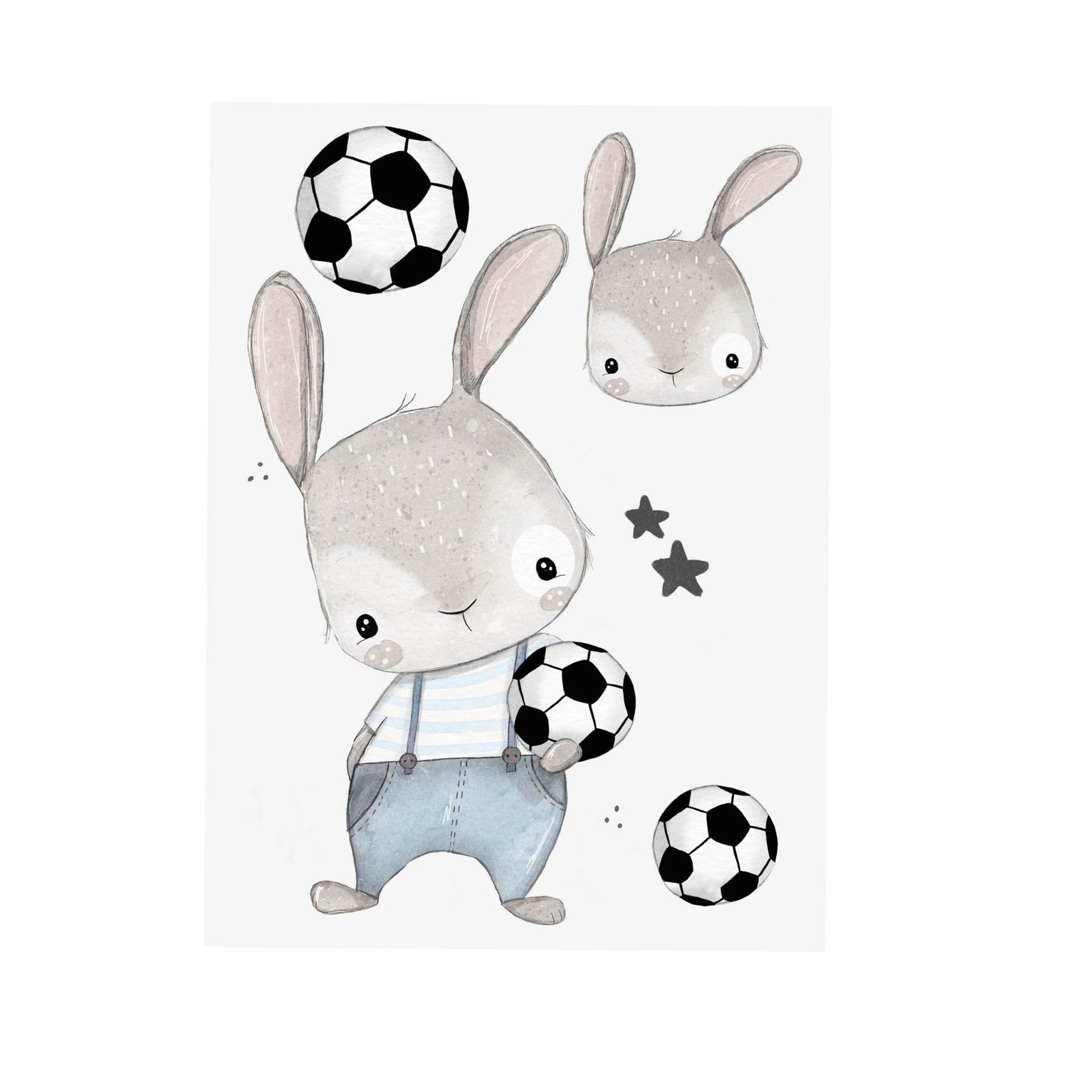 Bügelbild - Hase Lui Fußball - A6 - Paul &amp; Clara