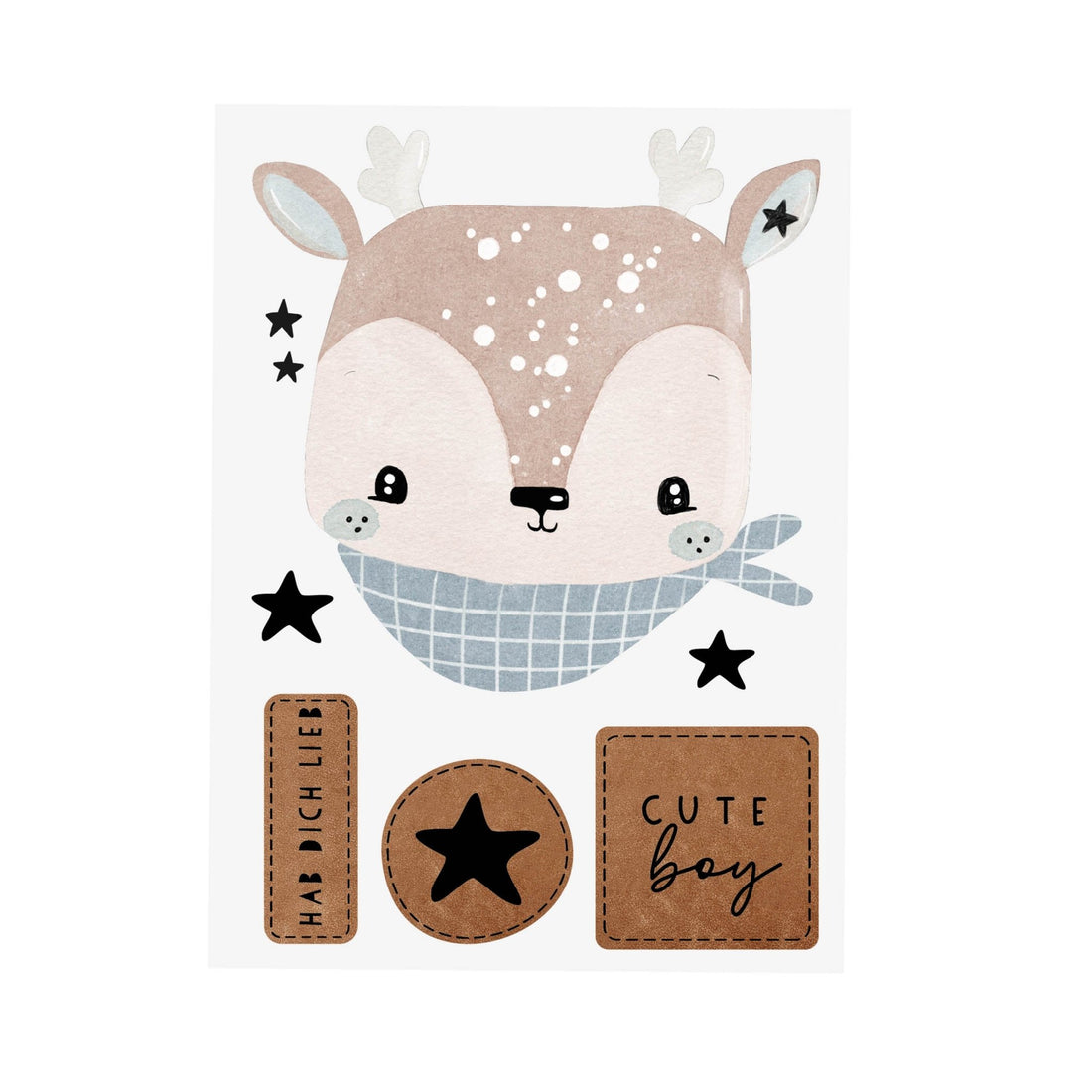 Bügelbild - Reh Rudolph - A6 - Paul &amp; Clara