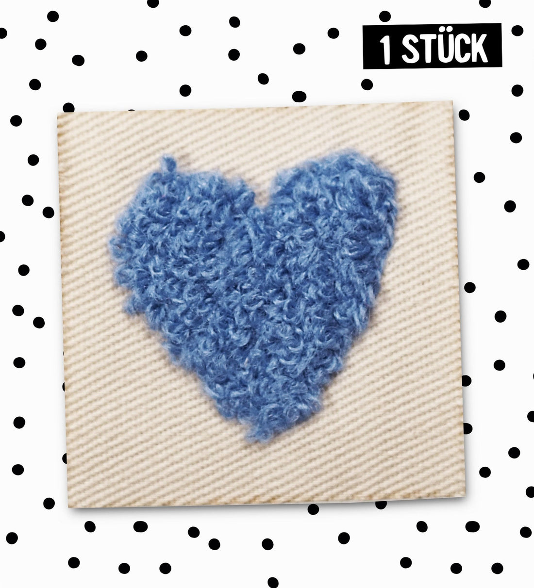 Chenille Label - Herz - Blau *iron - on* - Paul &amp; Clara