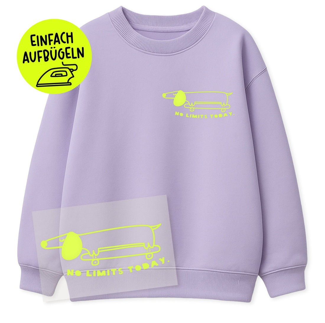 Flock - Patch - Dackel mit Skateboard - Paul &amp; Clara