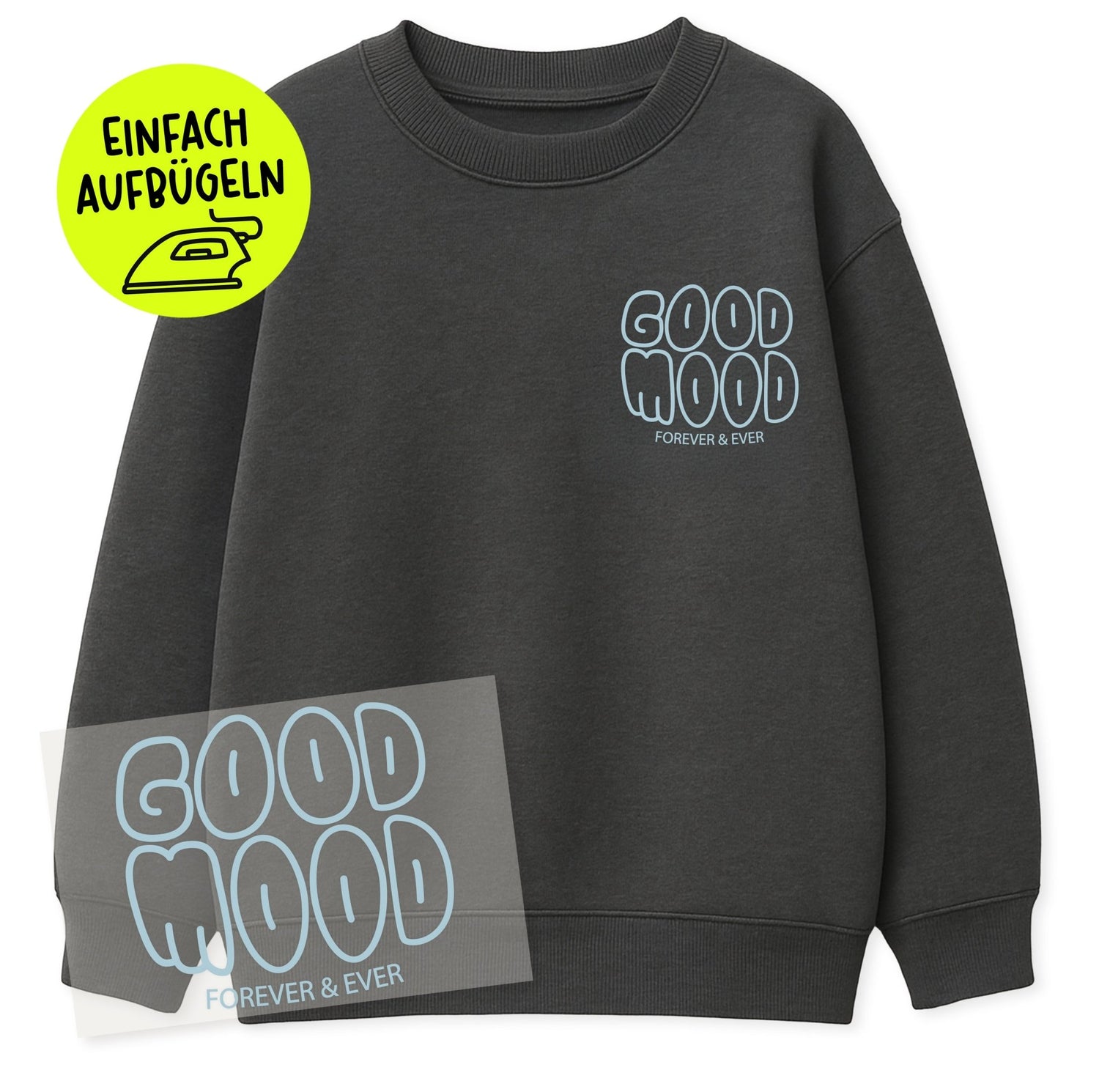 Flock-Patch - good mood *iron-on* - Paul &amp; Clara