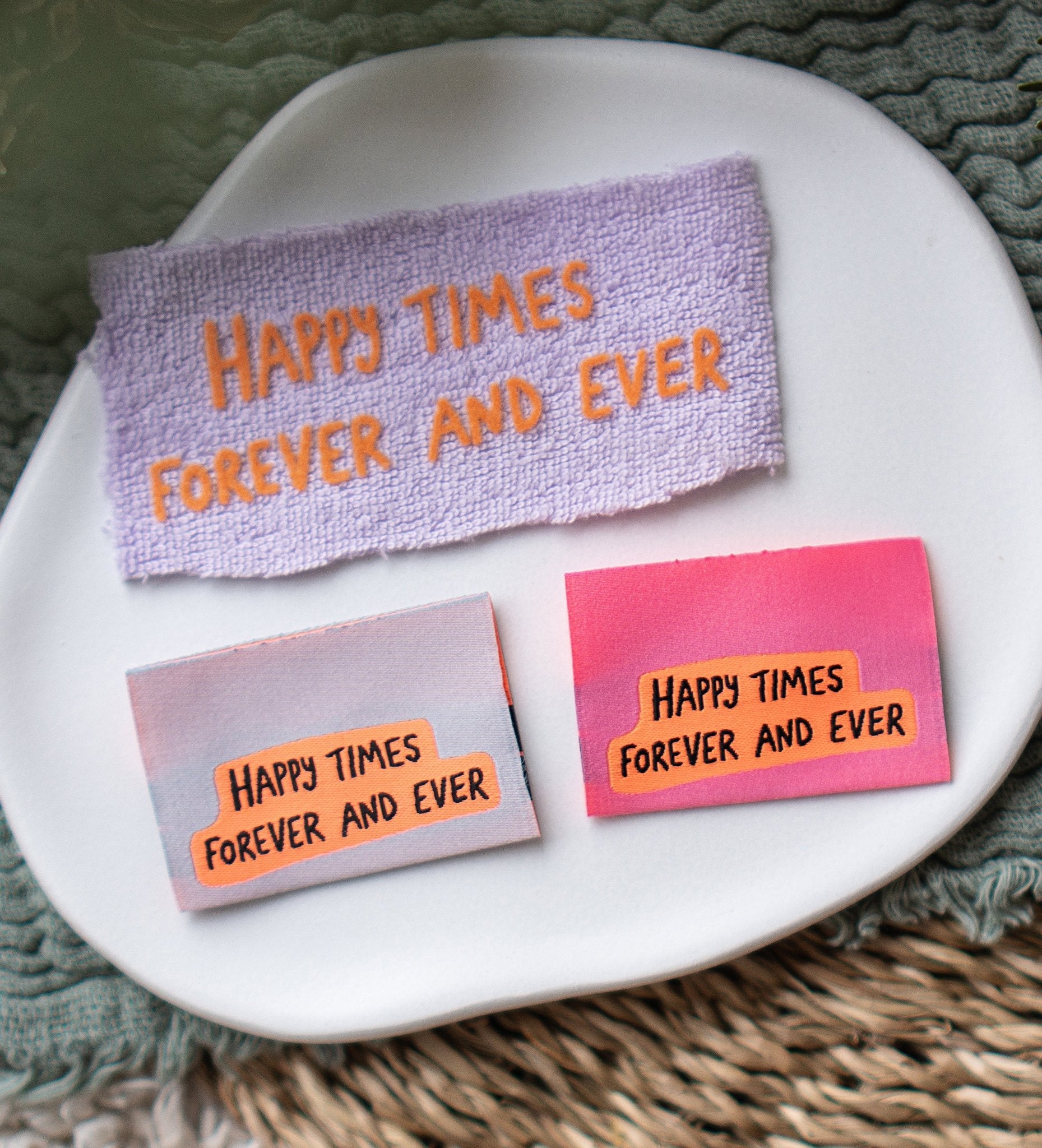 Flock - Patch - happy times forever and ever *iron - on* - Paul &amp; Clara