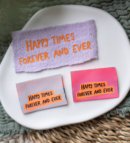 Flock - Patch - happy times forever and ever *iron - on* - Paul &amp; Clara