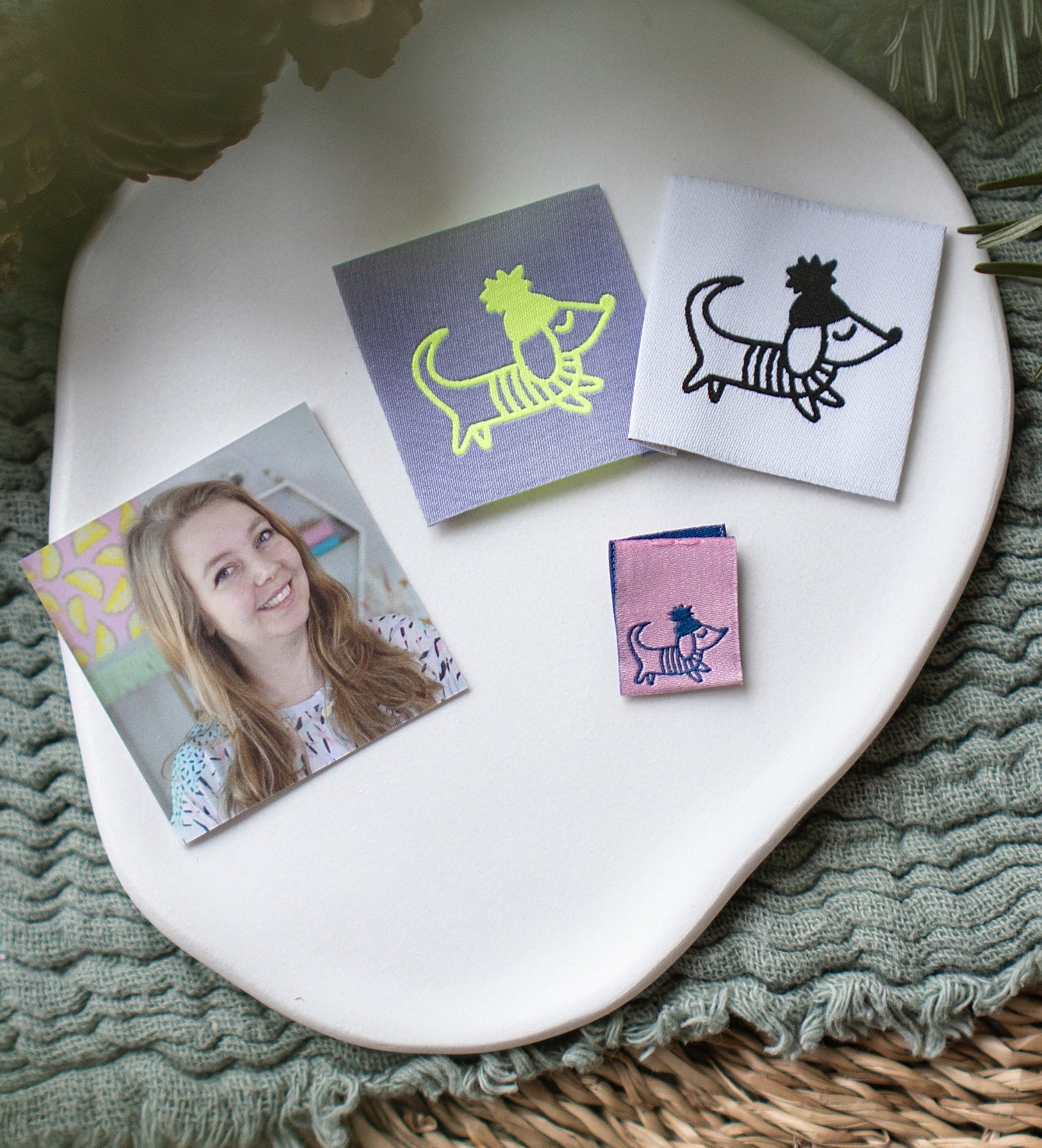 Klapp - Weblabel - Dackel *Rosa/Blau* - Paul &amp; Clara