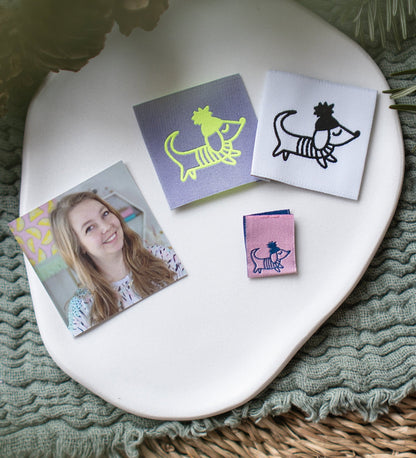 Klapp - Weblabel - Dackel *Rosa/Blau* - Paul &amp; Clara