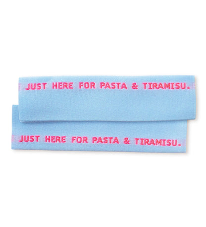 Klapp-Weblabel - just here for pizza &amp; tiramisu - Paul &amp; Clara