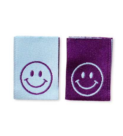 Klapp-Weblabel - smile mauve/hellblau *2er Set* - Paul &amp; Clara