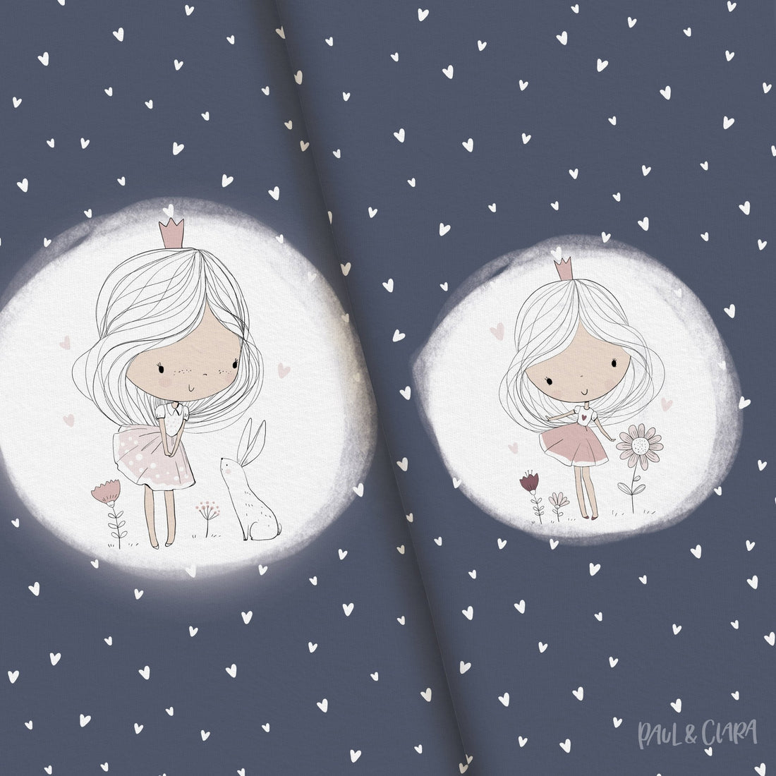 Kleine Prinzessin - XXL Panel - Dunkelblau 100 cm - Paul &amp; Clara