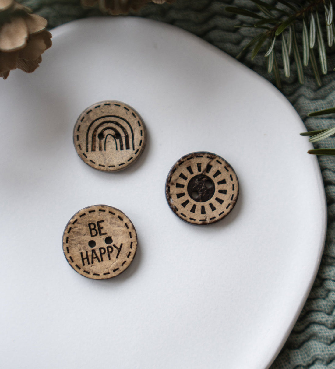 Kokosknöpfe *be happy* 20 mm - 3 Stück - Paul &amp; Clara