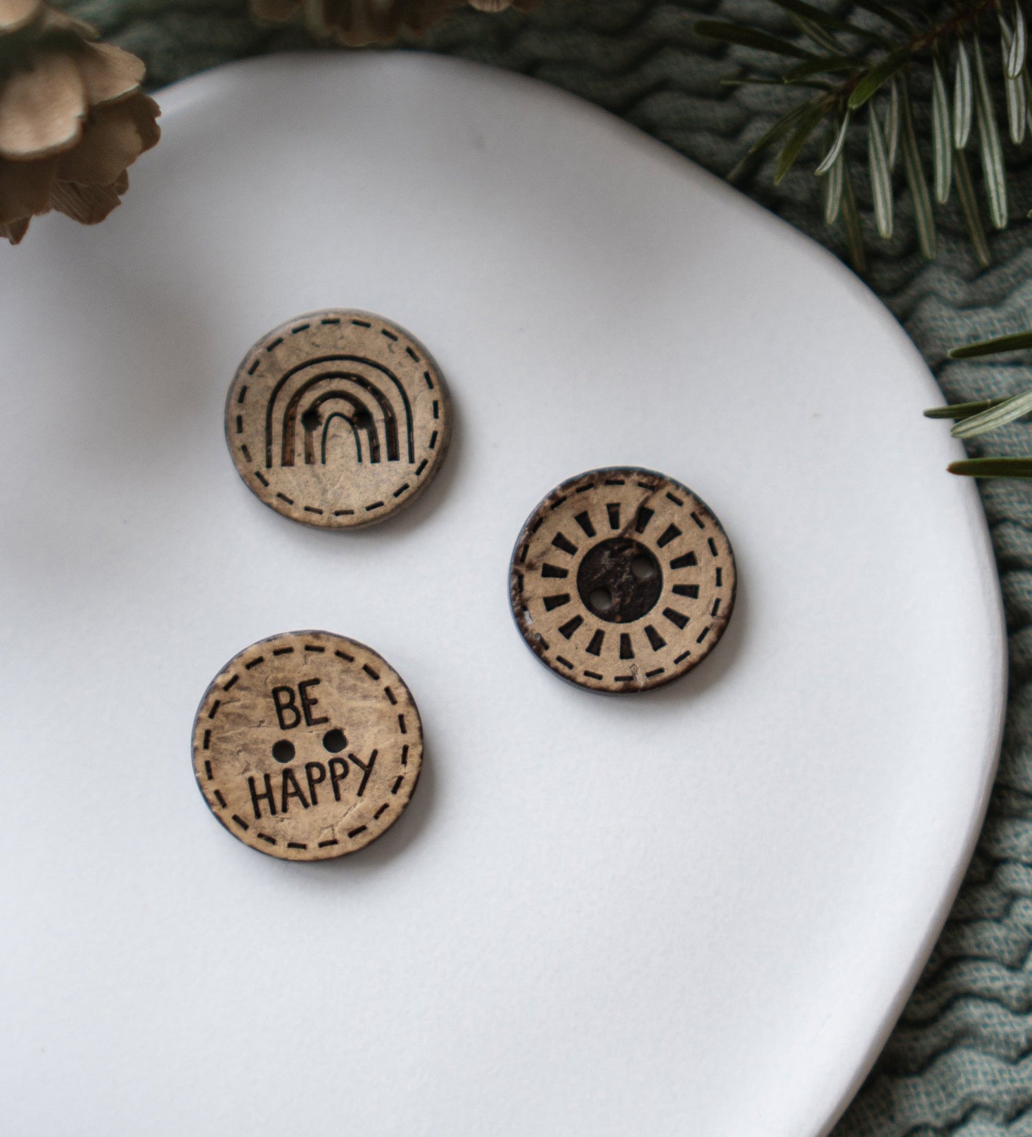 Kokosknöpfe *be happy* 20 mm - 3 Stück - Paul &amp; Clara