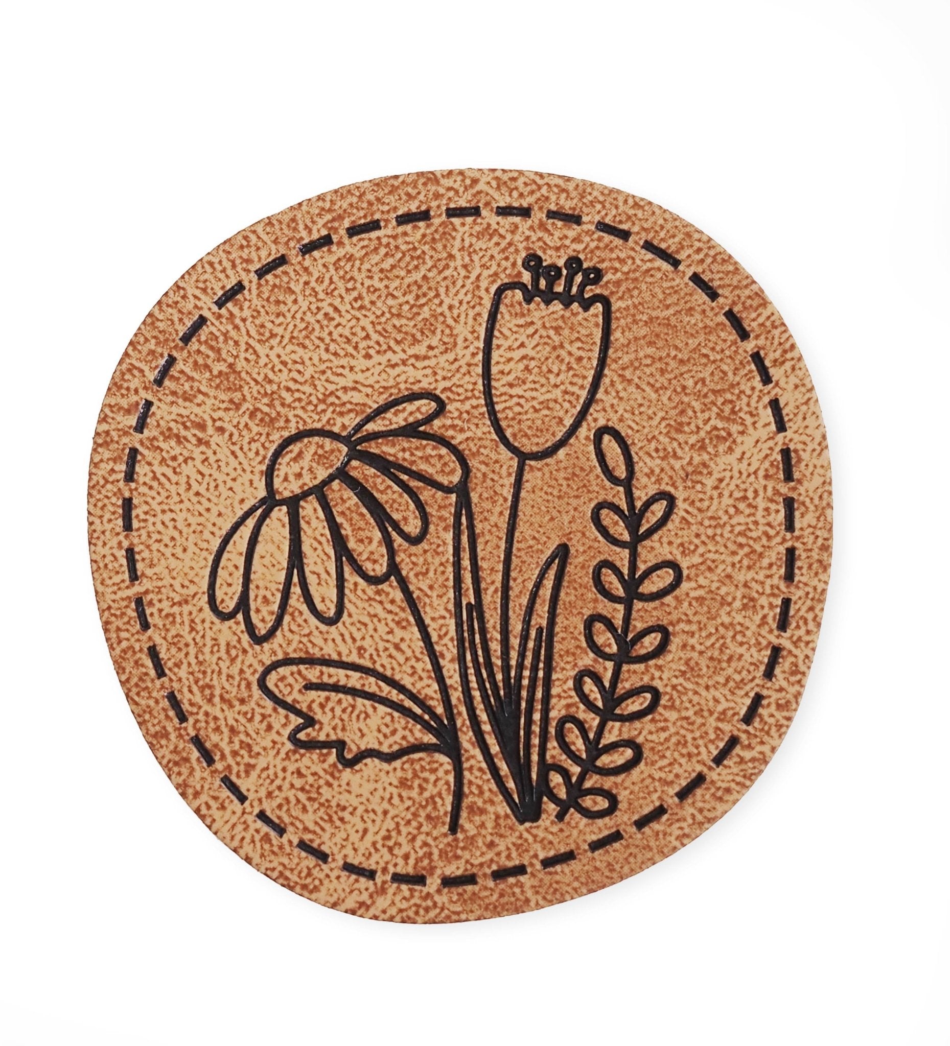 Kunstlederlabel - Blumen *iron-on* - Paul &amp; Clara
