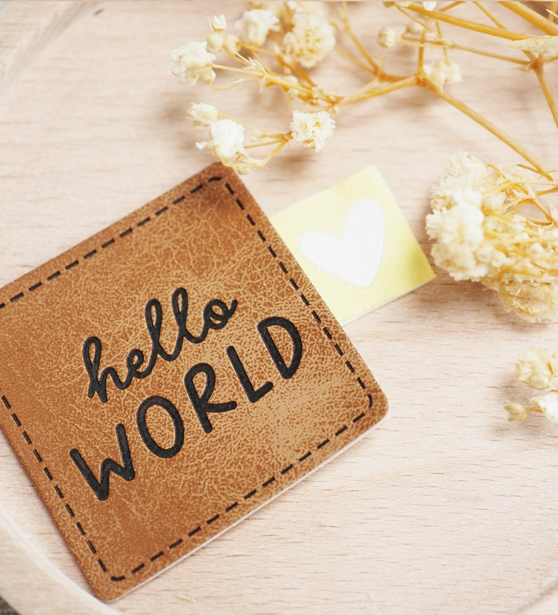 Kunstlederlabel - hello world *iron - on* - Paul &amp; Clara