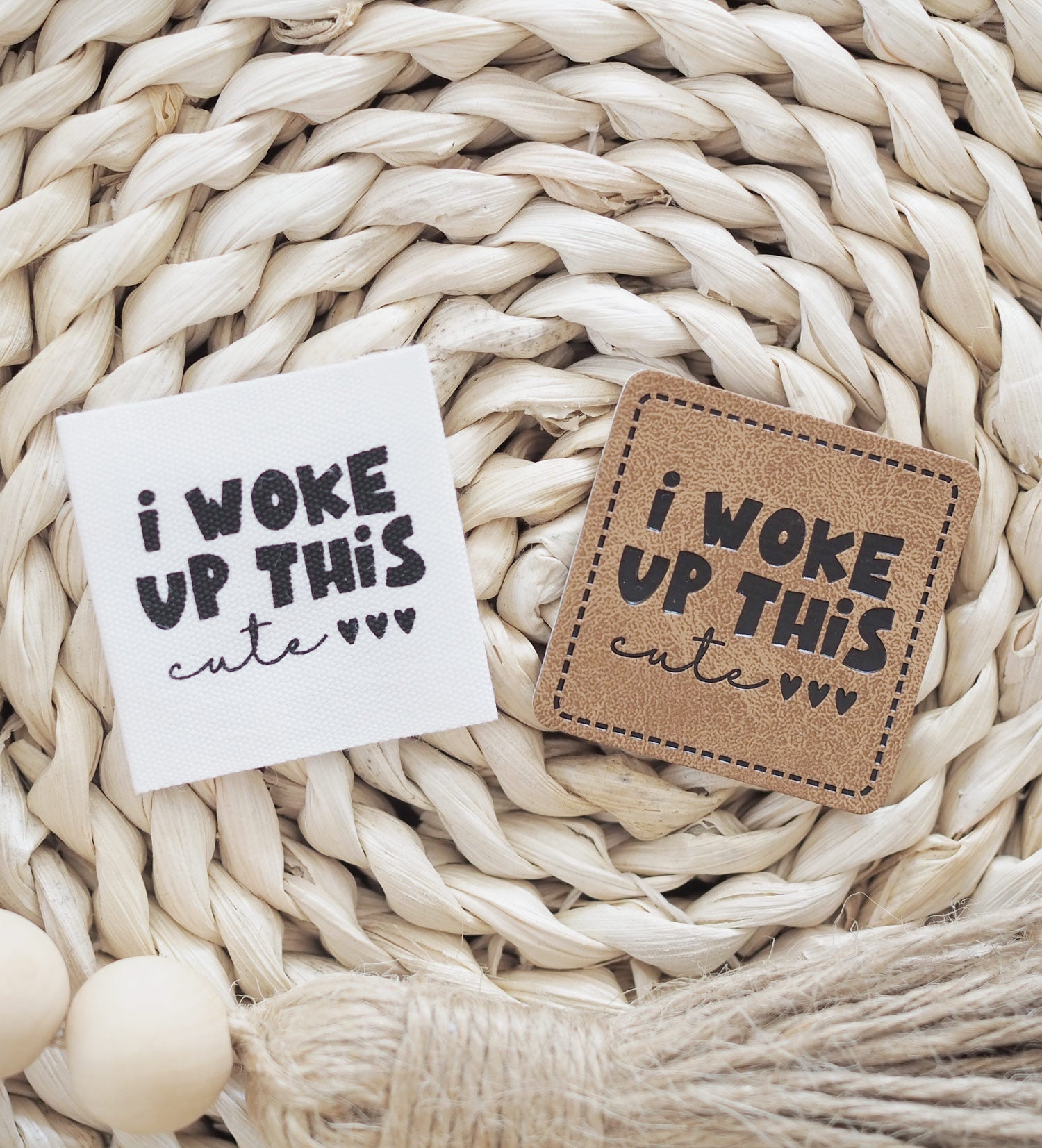 Kunstlederlabel - i woke up this cute *iron - on* - Paul &amp; Clara