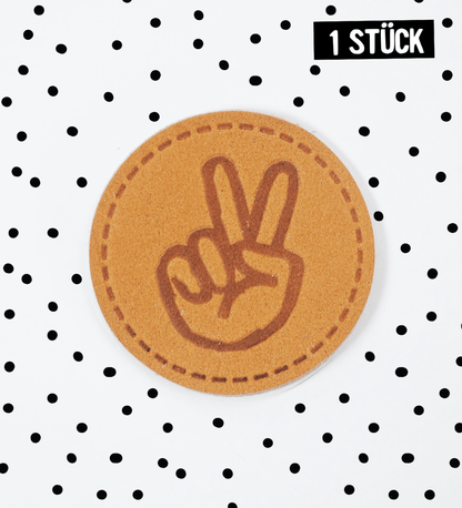 Kunstlederlabel - peace hand *iron - on* - Paul &amp; Clara