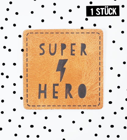 Kunstlederlabel - super hero *iron - on* - Paul &amp; Clara