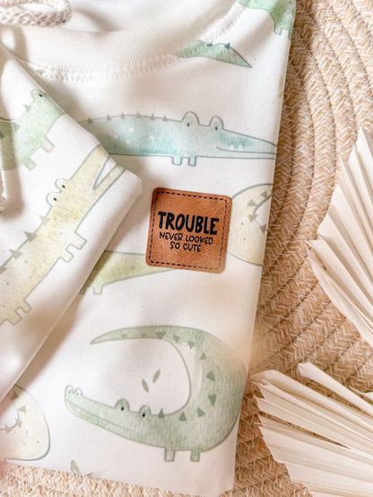 Kunstlederlabel - trouble never looked so cute *iron - on* - Paul &amp; Clara