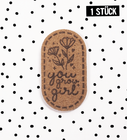 Kunstlederlabel - you grow girl *iron - on* - Paul &amp; Clara