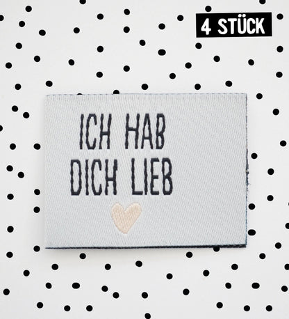 Label *Ich hab dich lieb* - 3,1 x 2,4 cm - 4er Pack - Paul &amp; Clara