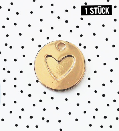 Metall Label Anhänger - Herz *gold* - 1,5 cm - Paul &amp; Clara