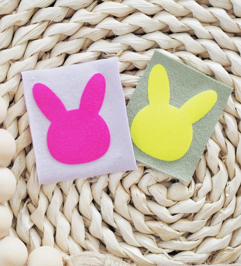 Flock-Patch - Hase -NEONPINK- *iron-on*