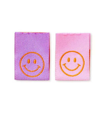 Klapp-Weblabel - smile lila/rosa *2er Set*