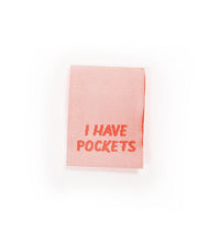 Klapp-Weblabel *I have pockets* rosa/neon coral - 4er Pack