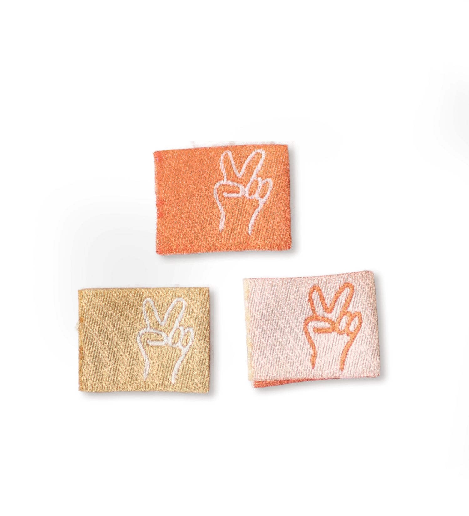 Klapp-Weblabel - Peace Hand *Orange-Senf*  - 3er-Set
