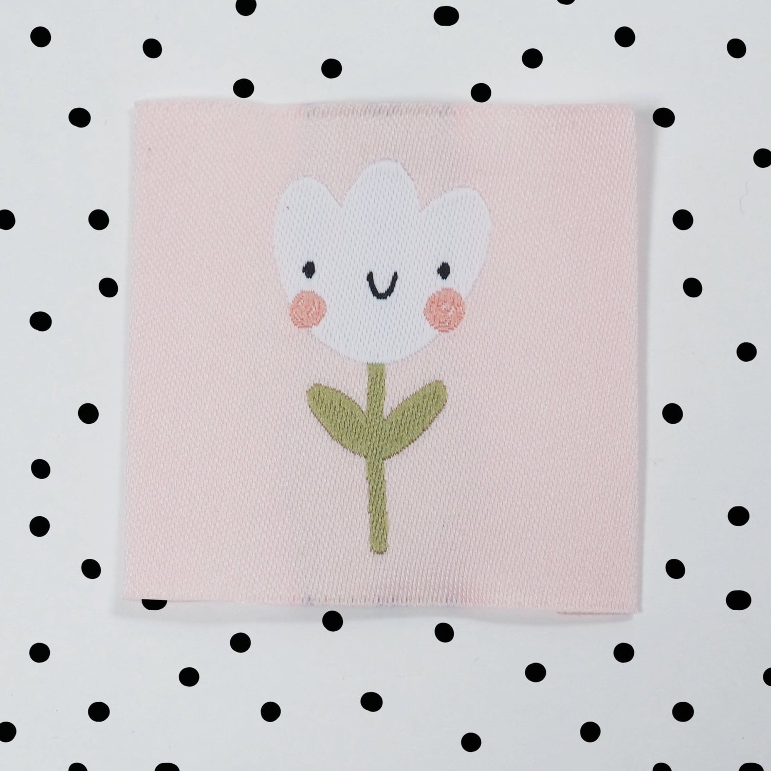 Weblabel *Blume mit Gesicht auf Rosa* - Paul &amp; Clara