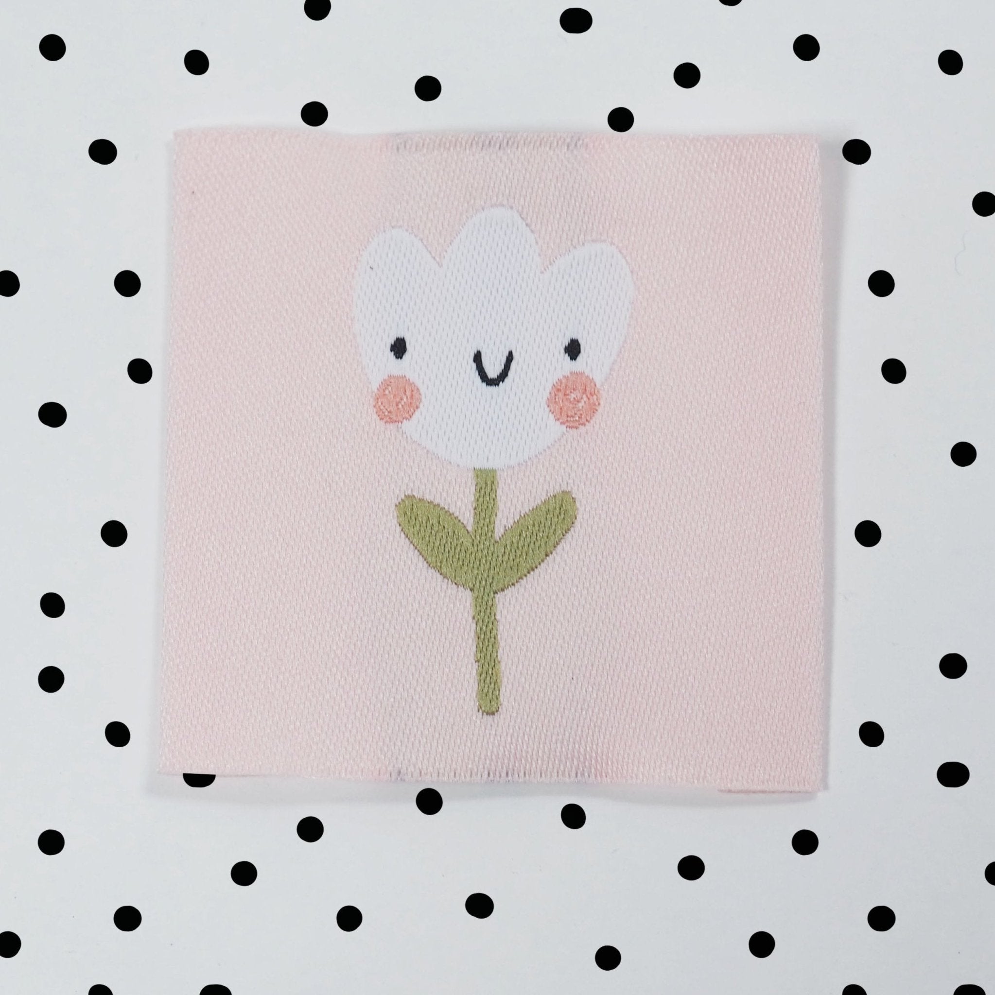 Weblabel *Blume mit Gesicht auf Rosa* - Paul &amp; Clara