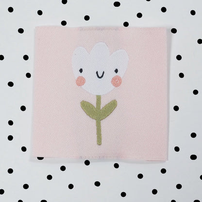Weblabel *Blume mit Gesicht auf Rosa* - Paul &amp; Clara