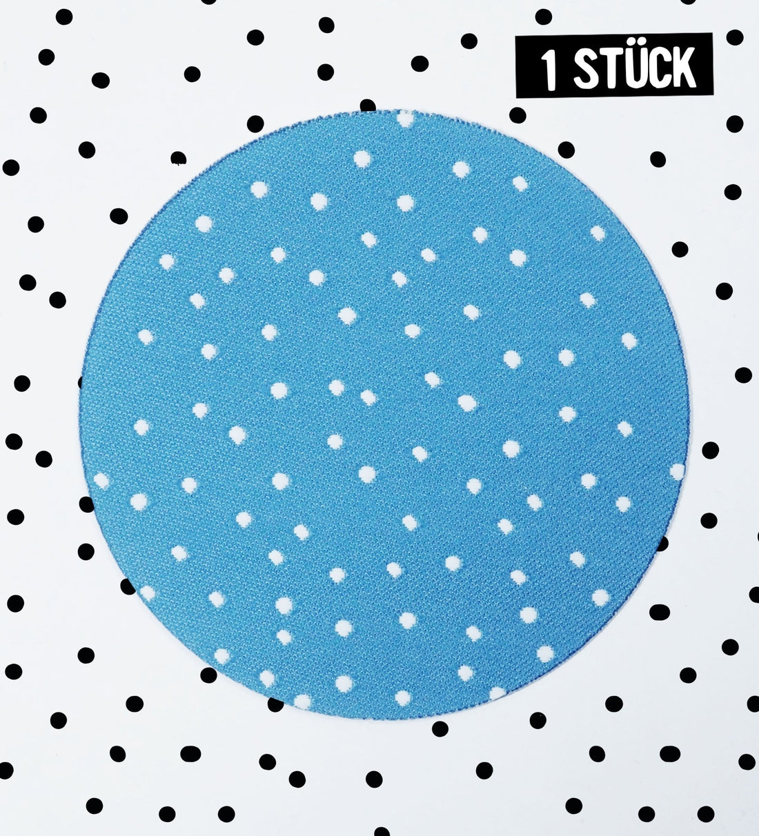 XXL - Patch - Punkte blau//weiß - rund *iron - on* - Paul &amp; Clara