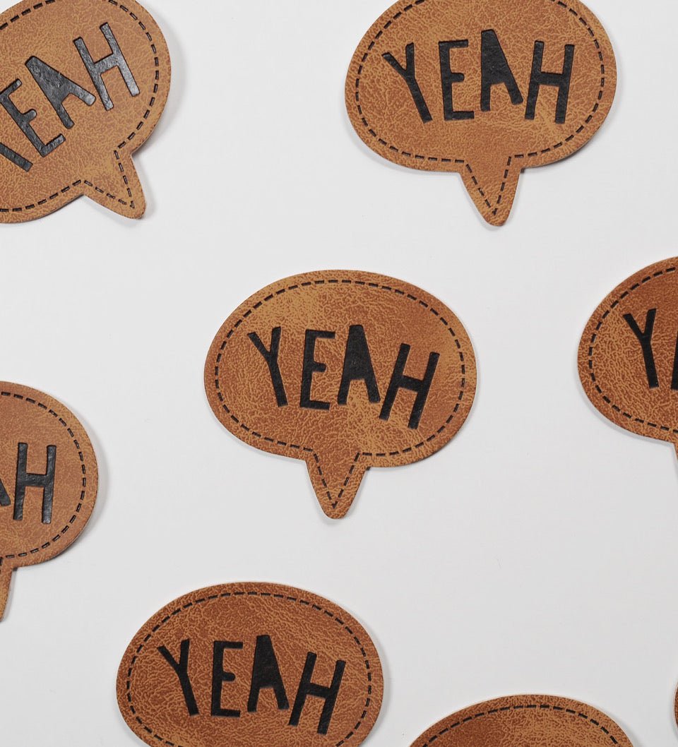Kunstlederlabel - Yeah *iron - on* - Paul &amp; Clara