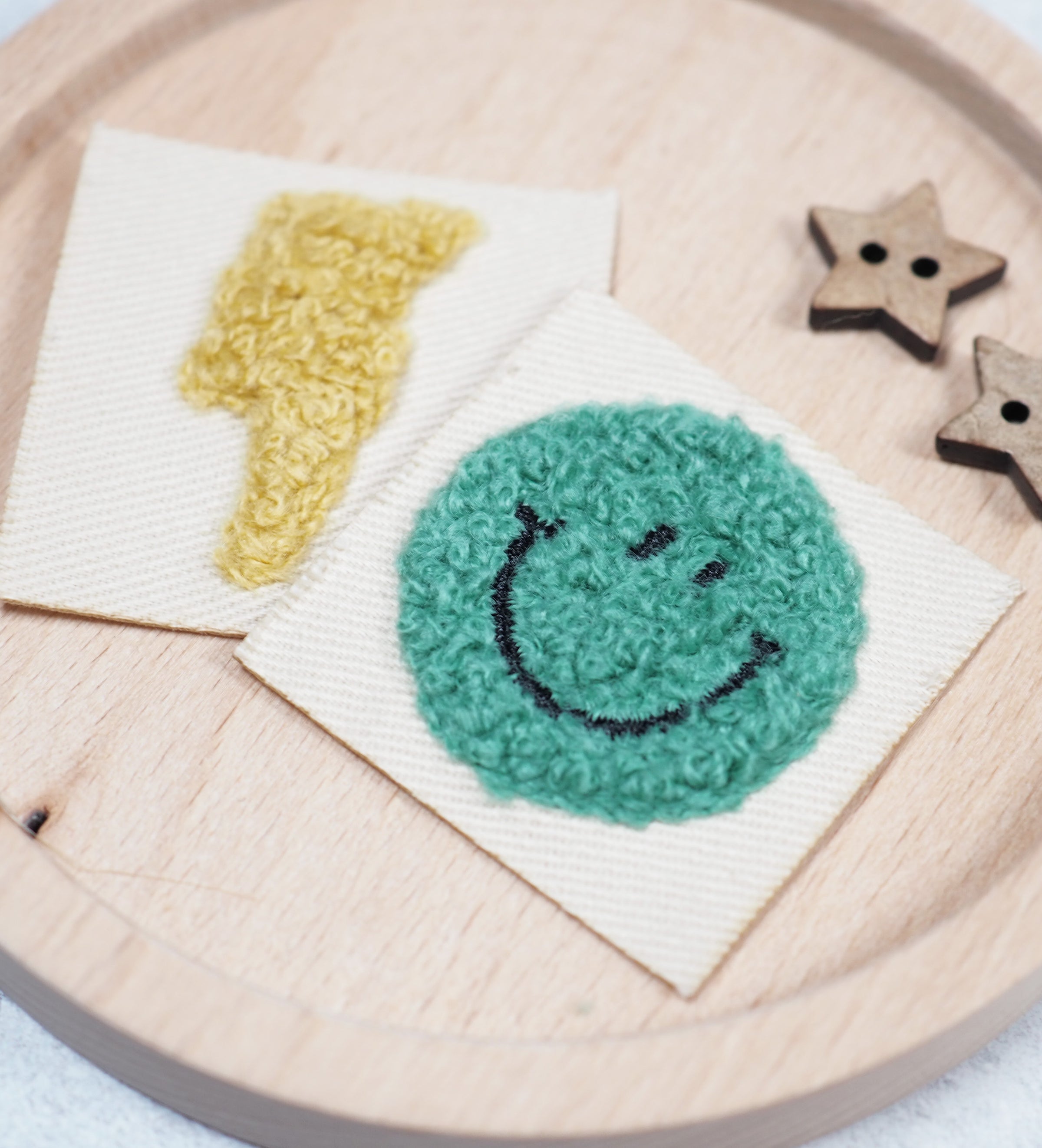 Chenille Label - Smiley - Petrol *iron-on*