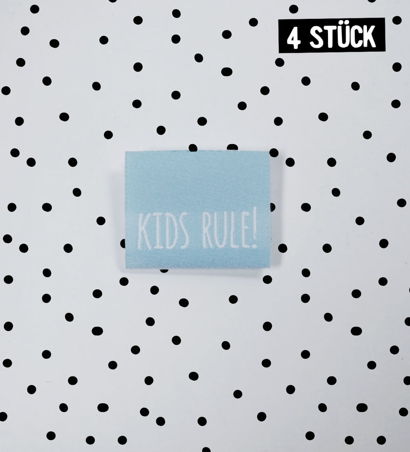 Weblabel *KIDS RULE* - 2,7 x 2,2 cm - 4er Pack