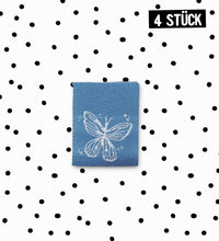 Klapp-Weblabel - Schmetterling * blau* - 4er Pack