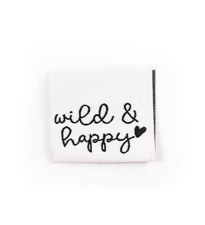 Klapp-Weblabel *wild & happy* weiß - 4er Pack