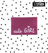 Weblabel * cute girl * - 3,4 x 2,2 cm - 4er Pack