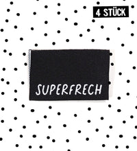 Weblabel * superfrech * - 3,4 x 2,2 cm - 4er Pack