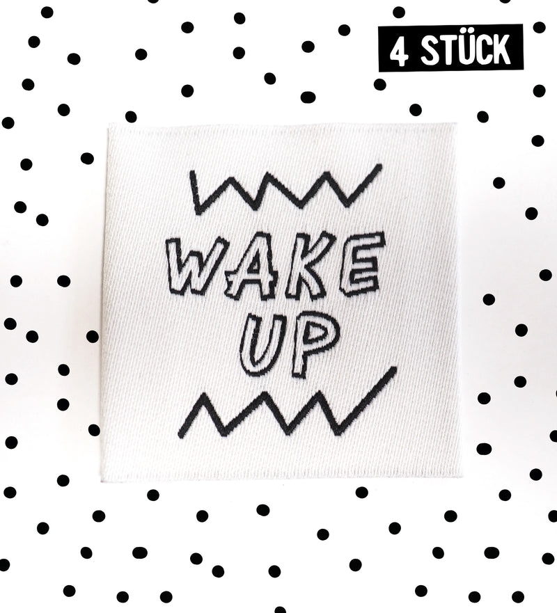 Weblabel *wake up* 4x4 cm - 4er Pack